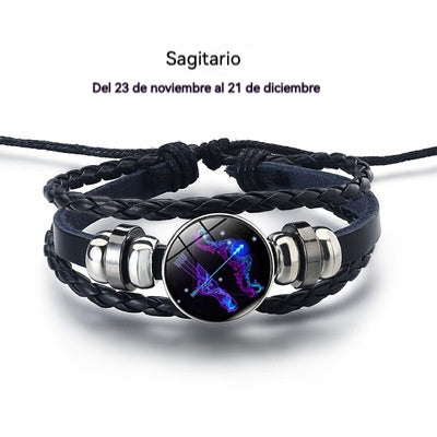💎🌙🔥Αγοράστε 4 και πάρτε 4 δωρεάν🔥Βραχιόλι με φωτεινό ζώδιο｜Δερμάτινο πλεκτό προστατευτικό βραχιόλι｜Προσέλκυει τύχη και ευημερία