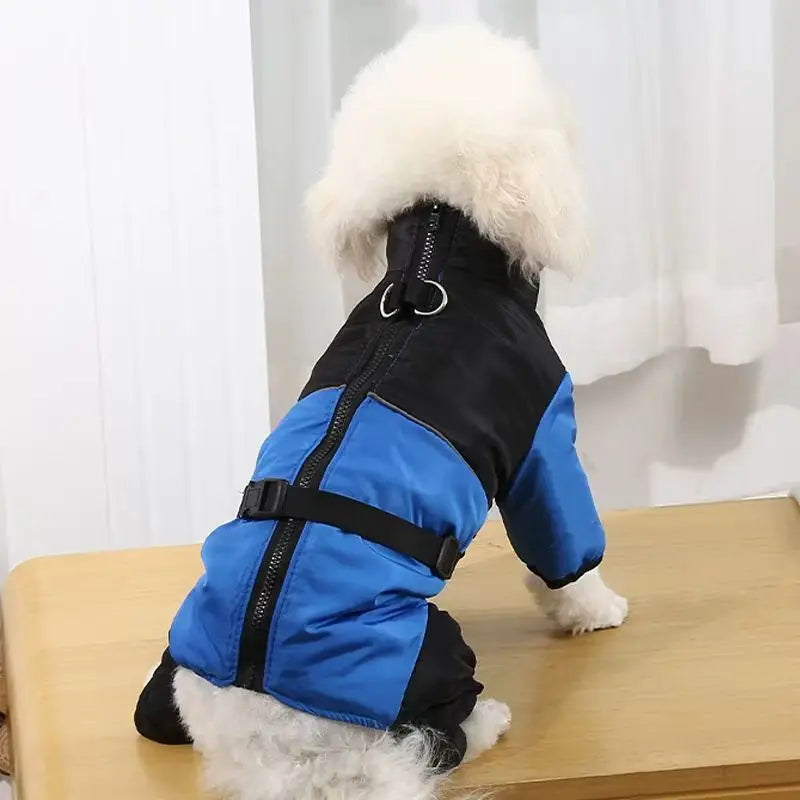 🐕 Vízálló, antisztatikus, négy lábat fedő őszi-téli kabát kistestű kutyák számára.