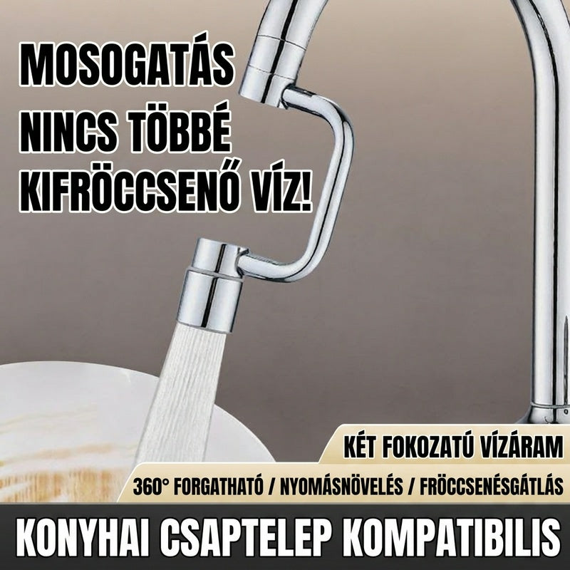 🚿 Univerzális forgó csaptelep-hosszabbító, fröccsenésálló a holtterek nélküli mosáshoz!