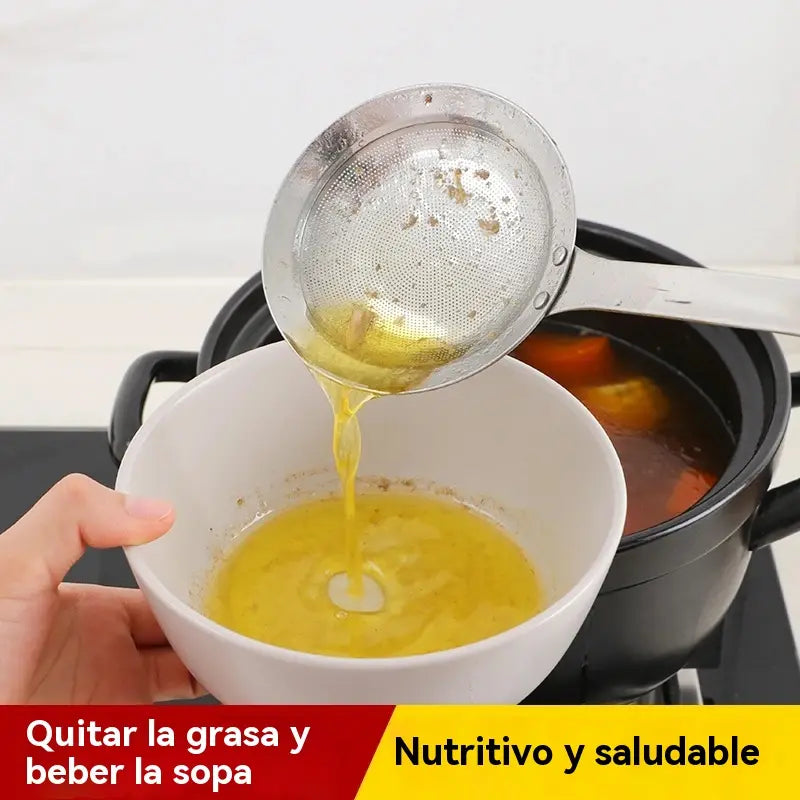 🍲 【3 db-os csomag】304 rozsdamentes acél olajszűrő kanalak