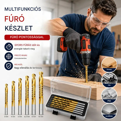 【6 részes készlet】⚙️ Csigafúró-készlet: gyorsacélból készült, titánbevonattal, különféle anyagokhoz használható 🧰