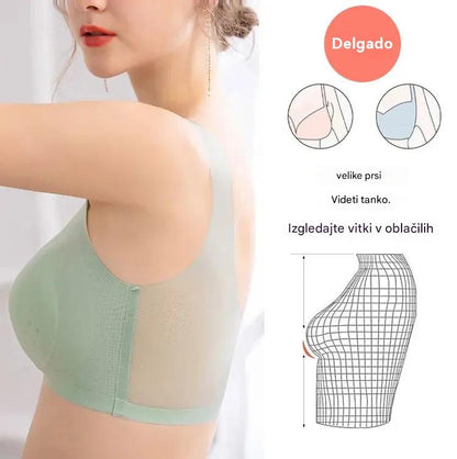 【3 dobite】【40–120 kg】2026 Brezšivni push-up modrček iz ledene svile