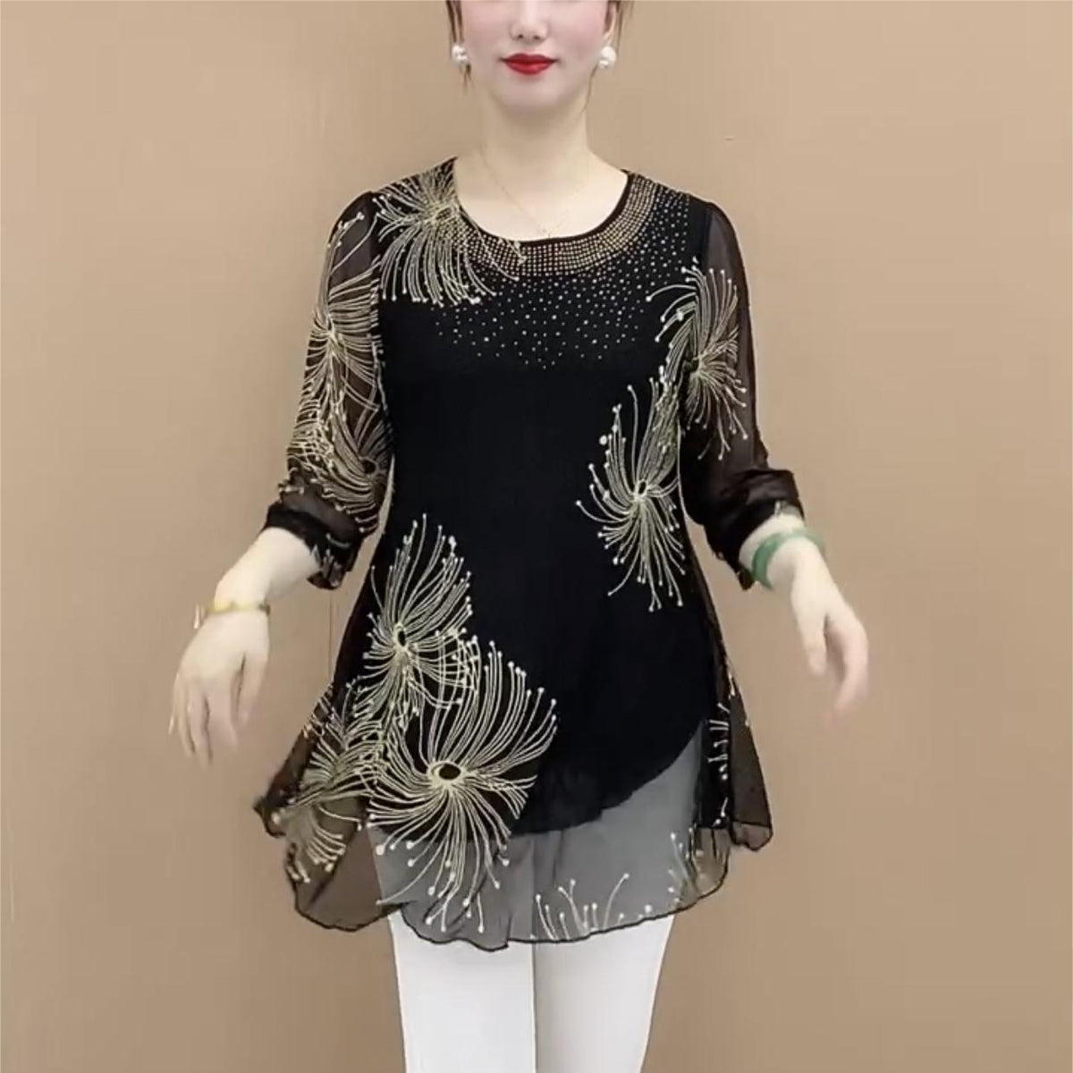 🔥🔥50%OFF【M-4XL】Divatos sifon ing hímzett virágokkal a nők számára 2026