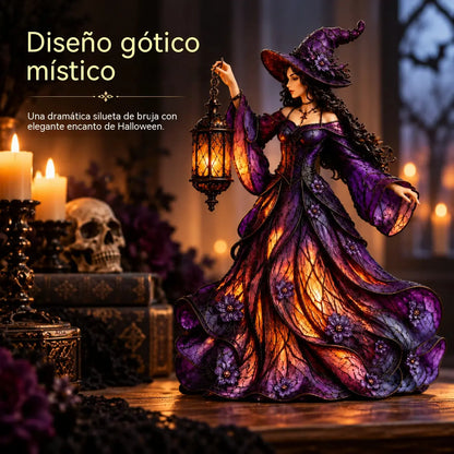🧙‍♀️ Gótikus halloweeni boszorkányfigura LED lámpással 🧙‍♀️