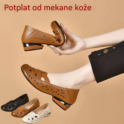 💟【45% OFF】【35-40】2026 Nove ženske sandale, okrugli vrh, prava koža, niska peta