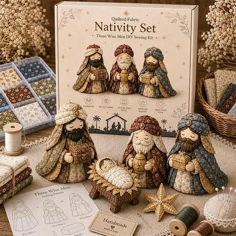 🧵✨ Saját készítésű patchwork betlehem varrókészlet, karácsonyi kézműves készlet, kézzel készített dísz dekorációhoz és ajándékhoz 🎄🎁