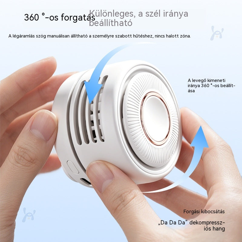 💨 Új hordozható mini kültéri ventilátor: Könnyű, mindössze 80 g, tehermentes utazáshoz, kényelmes viselet egész nap🛡️