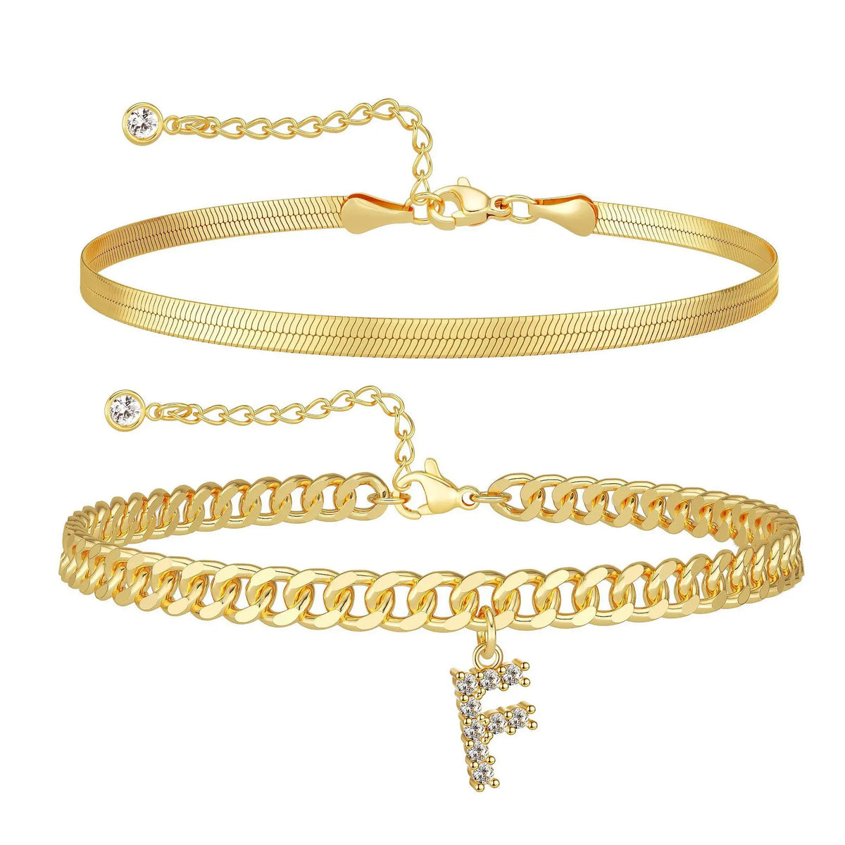 💛 Nőknek készült finom réteges arany monogramos bokakarkötő – Elegáns, divatos  ✨