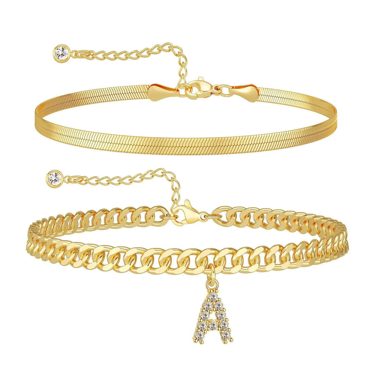 💛 Nőknek készült finom réteges arany monogramos bokakarkötő – Elegáns, divatos  ✨