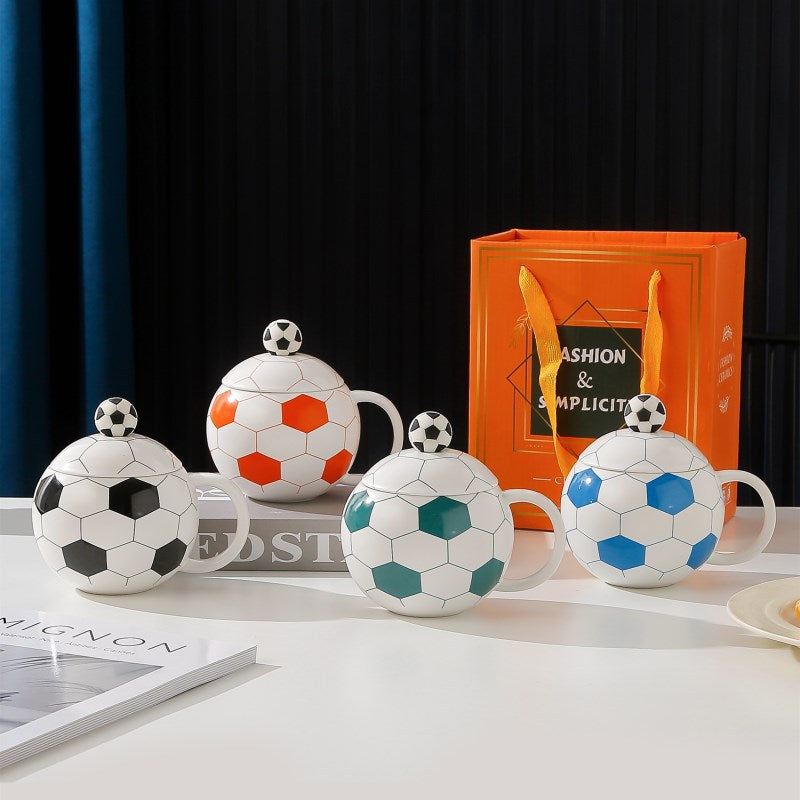 ⚽️ Taza de cerámica de alta calidad de la Copa del Mundo con tapa: recuerdo deportivo