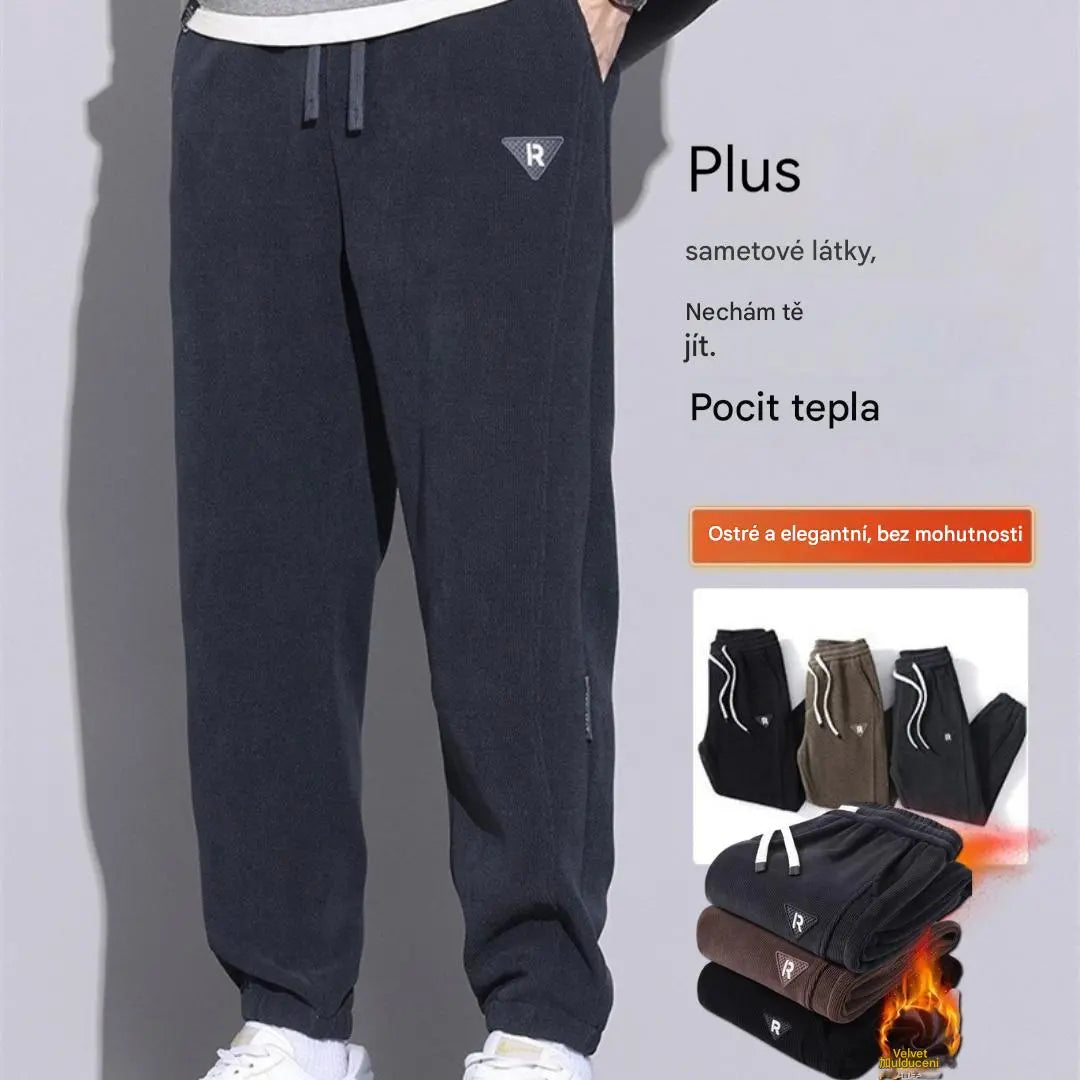 🔥【M-5XL】👖Új férfi téli nadrág – vastag kordbársony, bársony béléssel; meleg, lezser férfi nadrág.