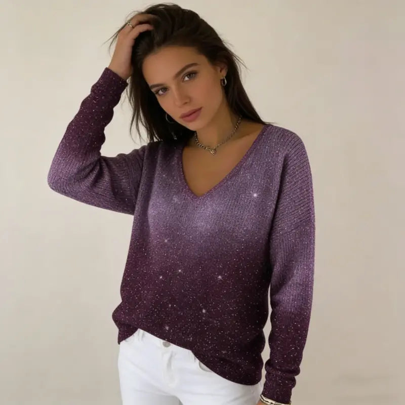 👚👚Új női pulóver hosszú ujjal és V-nyakkal