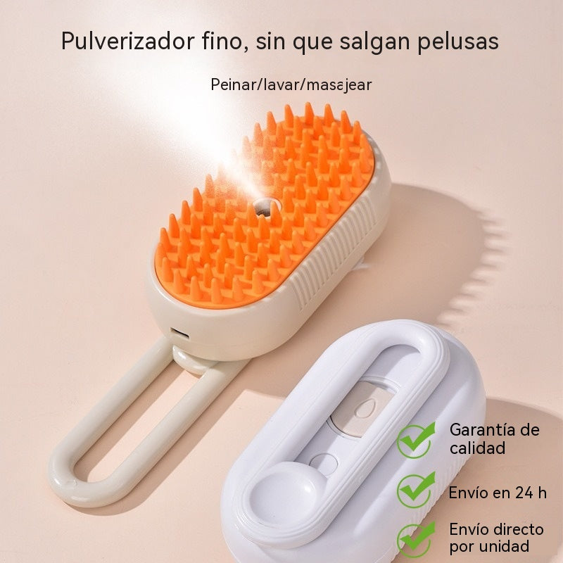 Cepillo con spray para la limpieza y eliminación del pelo suelto de mascotas