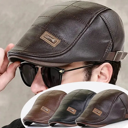 🧢🔥Pánsky retro kožený baret