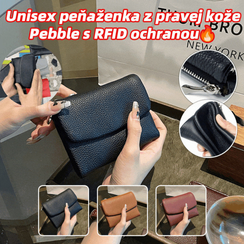 🔥✨【Compra 1 y llévate 1 gratis】⏰Cartera unisex Pebble de piel auténtica con protección RFID🔥