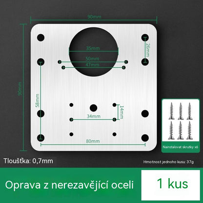 Balení 10 kusů (včetně šroubů) Opravná destička z nerezové oceli (bez pantu)