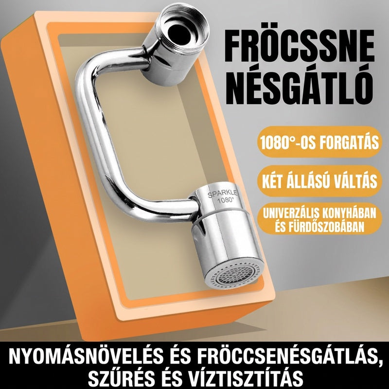 🚿 Univerzális forgó csaptelep-hosszabbító, fröccsenésálló a holtterek nélküli mosáshoz!