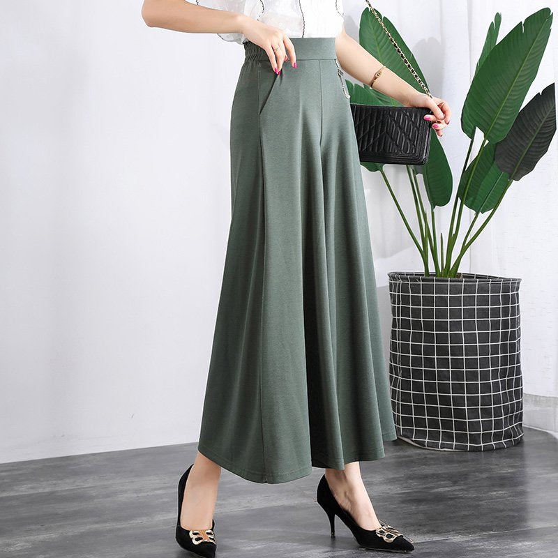 ❤️【M-5XL】2026 Nowe damskie letnie szerokie nogawki Ice Silk Cropped Pants