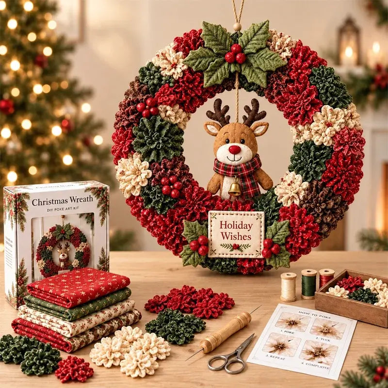⏰ POSLEDNÝ DEŇ! Zľava 50 % ✨ Vytvorte si vianočný veniec, ktorým sa budete s hrdosťou pýšiť 🎄❤️ Kreatívna súprava (technika vkladania látky do 3D základu) vrátane návodu a inštrukcií.