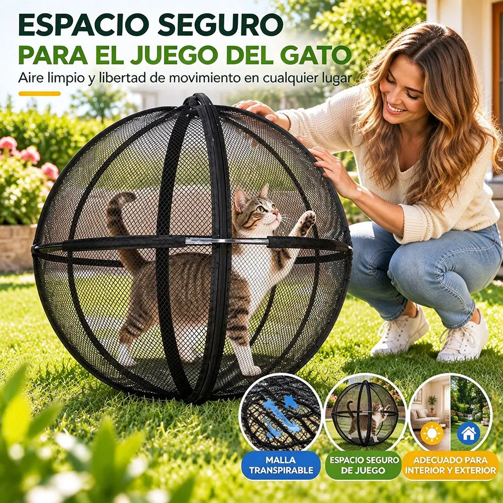 🐈 360°-os panorámás, guruló macskajátszó – Kültéri mozgásösztönző labda háziállatoknak ✅