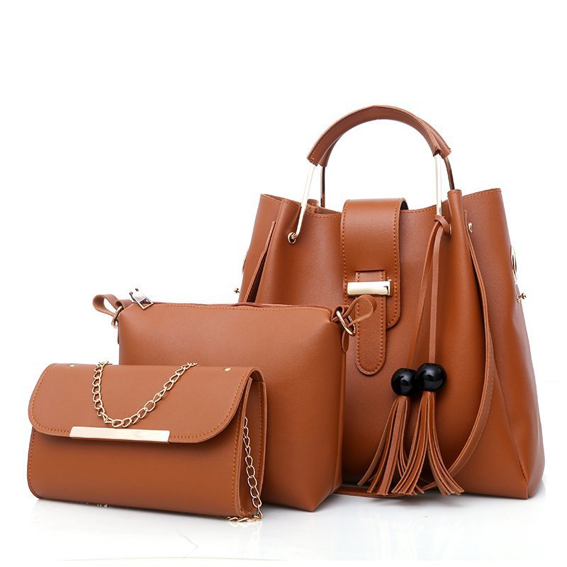 Conjunto de 3 piezas de bolso de mano y cartera de piel sintética suave para mujer: bolso tote, bolso de hombro y cartera de mano.