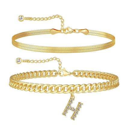 💛 Nőknek készült finom réteges arany monogramos bokakarkötő – Elegáns, divatos  ✨