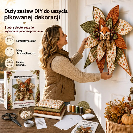 🎇🎄 Ostatni dzień wyprzedaży – 49% zniżki na zestaw do szycia bardzo dużych, pikowanych kokard do zawieszenia na drzwi (8 wzorów).