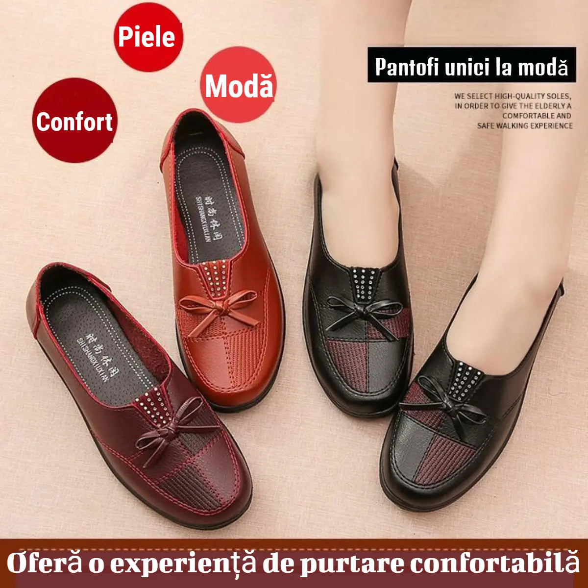 【35–41-es méret】Új divatos, puha bőr, lapos talpú utcai cipő