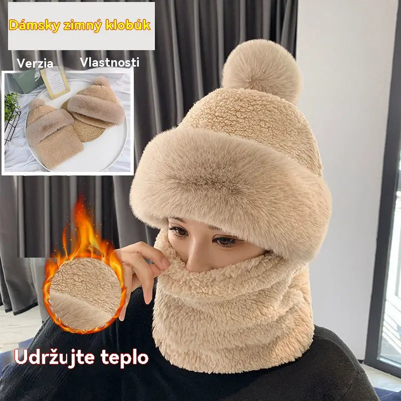Nová teplá zimná čiapka z jahňacej vlny a na krk, je teplá a hrubá