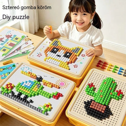🧒👦 3D gomba alakú cövek kirakó, egy biztonságos és sokoldalú barkácsszerelő eszköz gyerekeknek.
