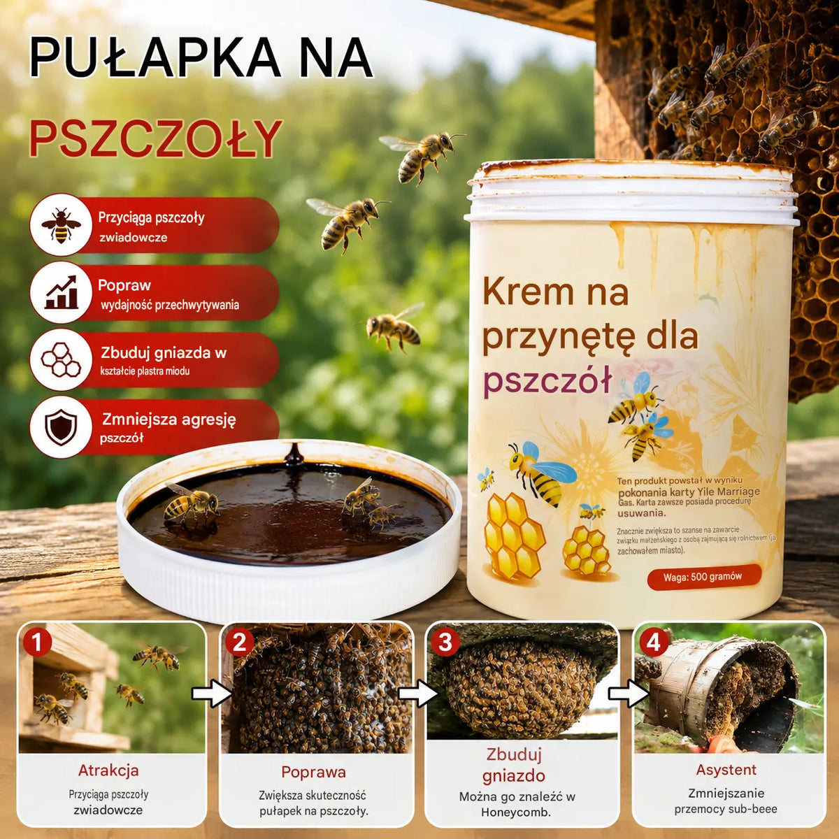 🐝[2 butelki] 🐝Maść wabiąca pszczoły: naturalna formuła, szybko działająca! Szybkie rozwiązanie, aby przyciągnąć roje do ula!