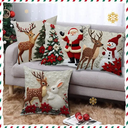🔥【Súprava 4 kusov】🎅Vianočná ponuka – zľava 50%🎄Vankúše s vianočným motívom 4162835