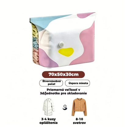 🧳【5-dielna sada】💨 Veľké, stlačiteľné vákuové úložné vrecko: nevyžaduje pumpičku, je nepriepustné a ideálne na úsporu miesta v kufri a doma ✈️