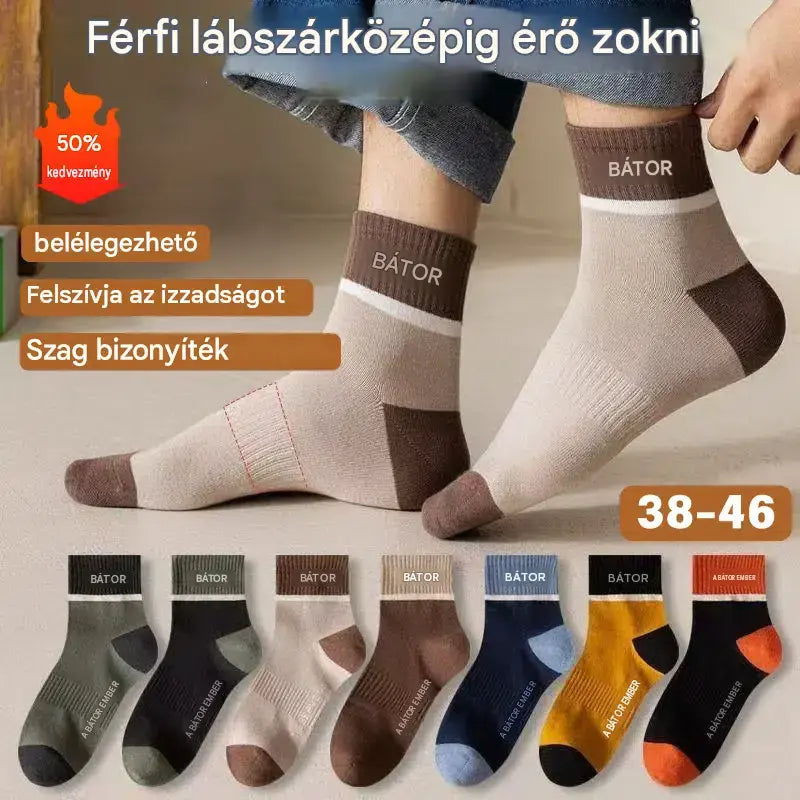 🧦【10 pár】Lélegző, szagálló és izzadságelnyelő sportzokni férfiaknak