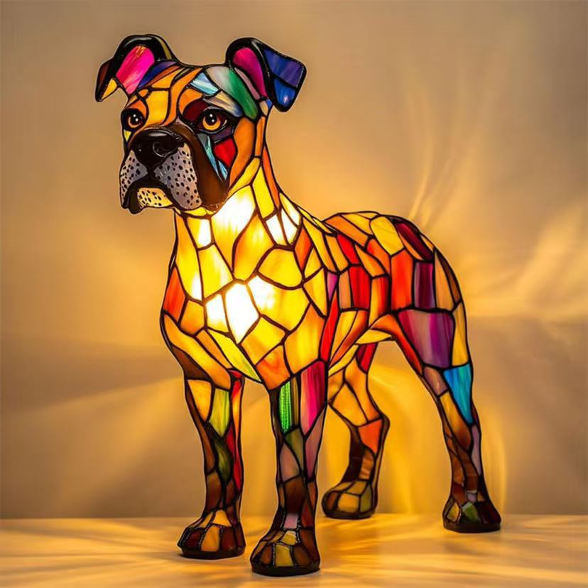 🐱🐶Gyanta díszek, LED éjszakai fény, művészet, állatszobor, kreatív dekoráció irodába, otthonra, USB porttal ellátott kapcsoló