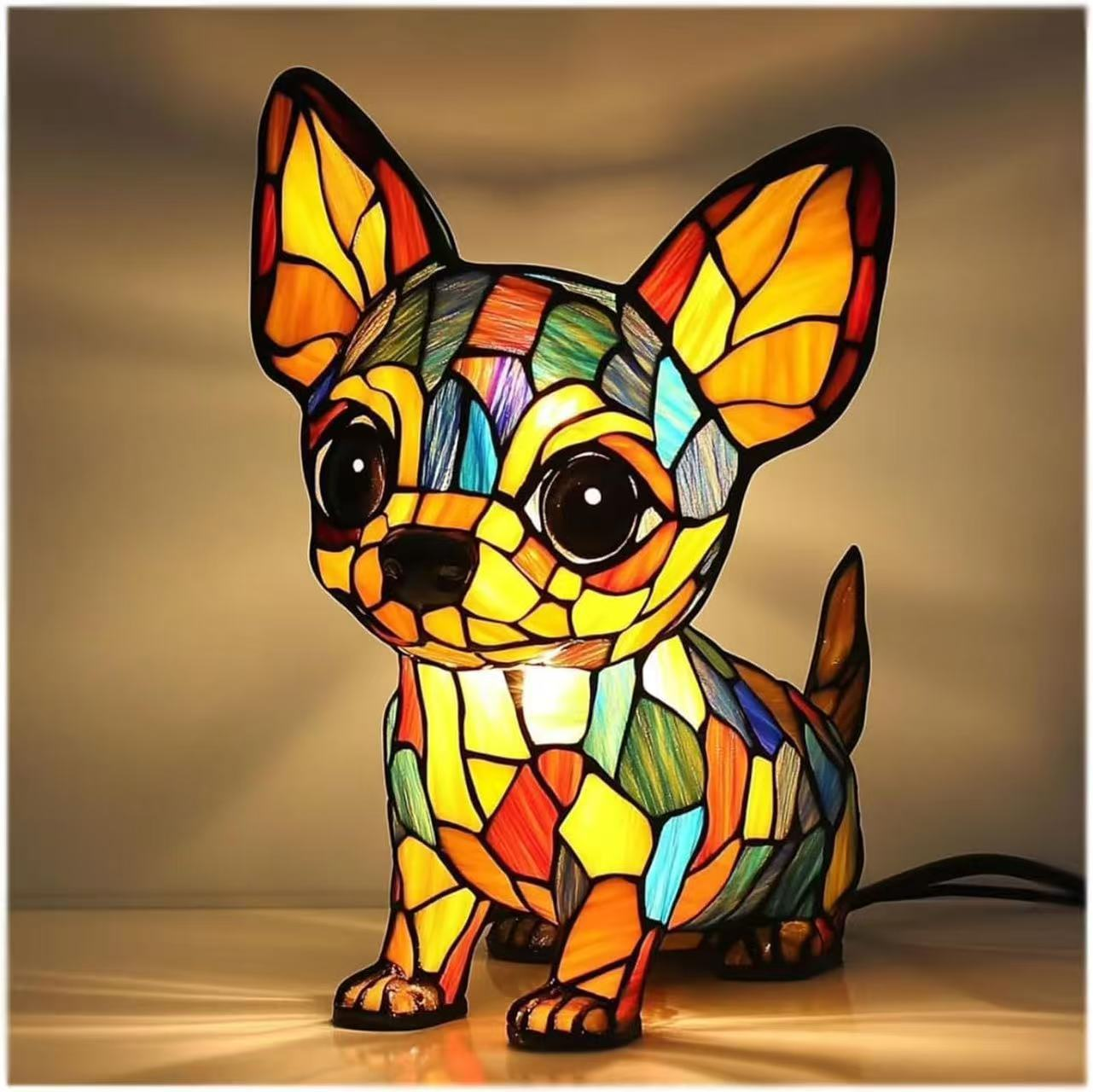 🐱🐶Gyanta díszek, LED éjszakai fény, művészet, állatszobor, kreatív dekoráció irodába, otthonra, USB porttal ellátott kapcsoló