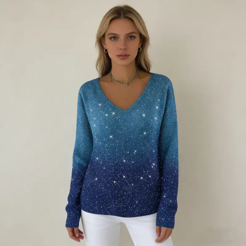 👚👚Új női pulóver hosszú ujjal és V-nyakkal