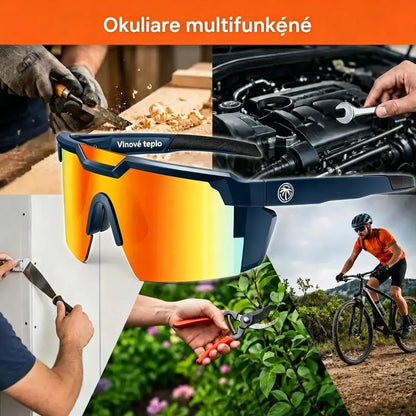Viacúčelové ochranné okuliare pre prácu a šport – odolné voči prachu a vetru, s UV400 ochranou pre stolárske práce, domáce opravy, autoservis, záhradníctvo a jazdu na bicykli.