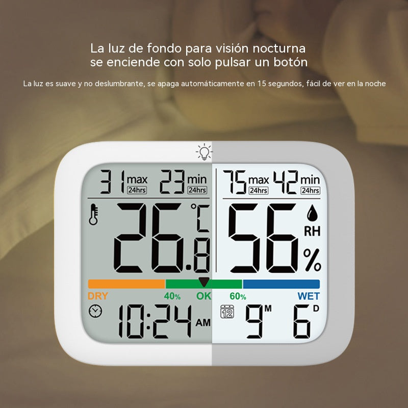 Termómetro e higrómetro digital para interiores y uso doméstico