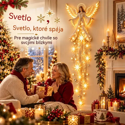 👼✨ Nástenné svietidlo s anjelom a padajúcou hviezdou | Svetelná vianočná dekorácia | LED osvetlenie s teplým svetlom do interiéru aj exteriéru 🌟