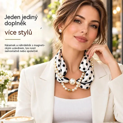 ✨ Perlový náhrdelník a magnetický šátek v jednom! Rychlé magnetické zapínání · Odnímatelné provedení · Francouzská elegance a všestranný styl! Speciální nabídka: Kupte jeden a druhý získáte zdarma!