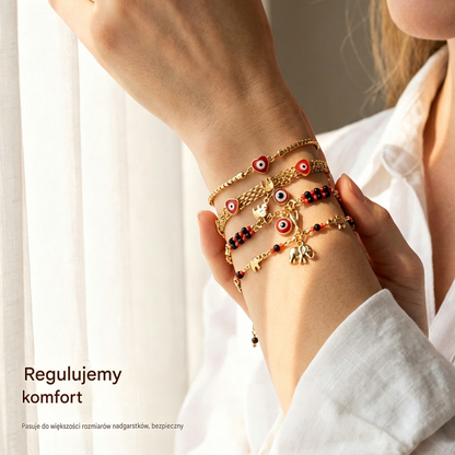 📿 OFERTA LIMITOWANA CZASOWO: 50% ZNIŻKI! 🌀 Bransoletka boho z zawieszkami i słoniem przynoszącym szczęście: symboliczne zawieszki, regulowany szlif, pozłacana i dostępna w 7 stylach ✨