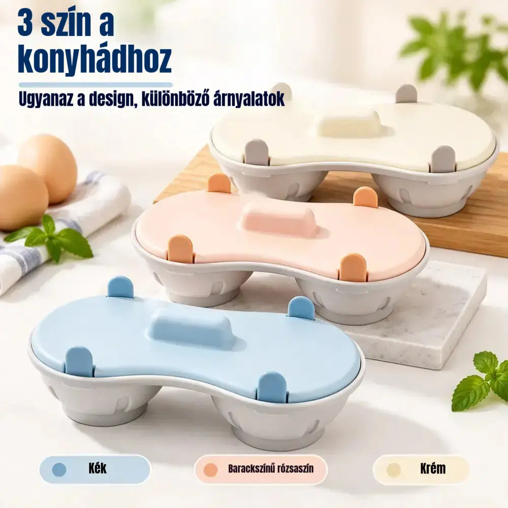 🥚✨ Mikrohullámú tojásfőző, gyors és praktikus pároló fedővel, BPA-mentes főzőedény kemény tojáshoz, buggyantott tojáshoz és rántottához percek alatt 🍳
