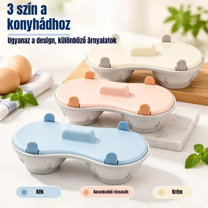 🥚✨ Mikrohullámú tojásfőző, gyors és praktikus pároló fedővel, BPA-mentes főzőedény kemény tojáshoz, buggyantott tojáshoz és rántottához percek alatt 🍳