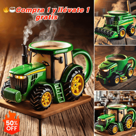 🔥☕Taza de café retro con forma de tractor agrícola