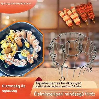 【💥1 darab 8900 Ft】🍢🍖🍗 304-es rozsdamentes acél grillsütő 24 nyárssal légkeveréses sütőhöz
