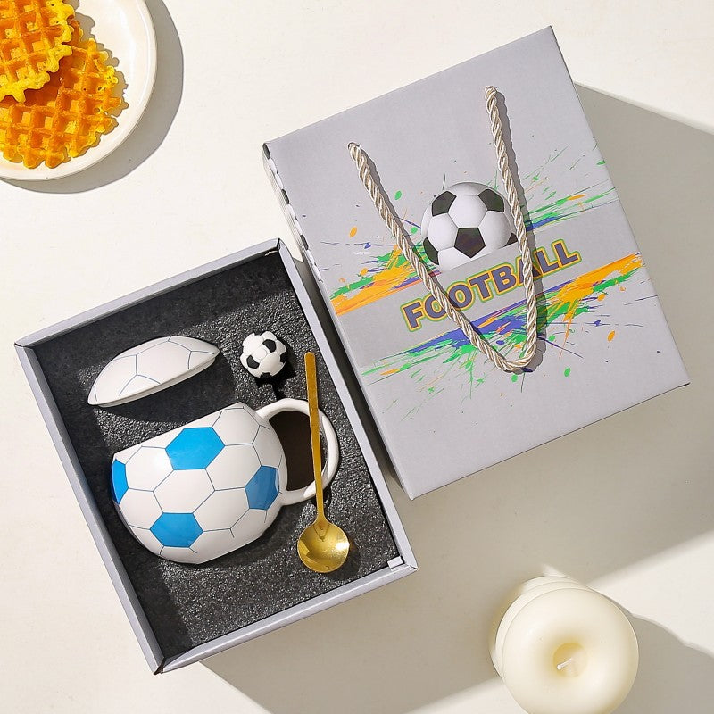 ⚽️ Taza de cerámica de alta calidad de la Copa del Mundo con tapa: recuerdo deportivo