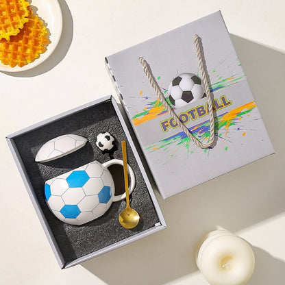 ⚽️ Taza de cerámica de alta calidad de la Copa del Mundo con tapa: recuerdo deportivo