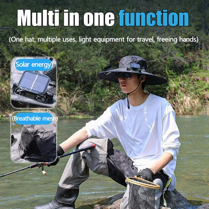 🎣🥾Sombrero para el sol con ventilador, sombrero para el sol, sombrero para senderismo y pesca al aire libre, sombrero con ventilador recargable, sombrero de pesca.