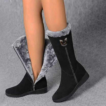 【30%OFF】【35-41】Sokoldalú lábszárközépig vastagított bársony hócsizma